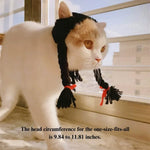 Adjustable Handmade Braided Wig Hat for Cats - GreenFur