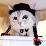 Adjustable Handmade Braided Wig Hat for Cats - GreenFur