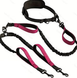 Adjustable Hands - Free Pet Belt Retractable Bungee Double Dog Leash - GreenFur