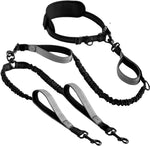 Adjustable Hands - Free Pet Belt Retractable Bungee Double Dog Leash - GreenFur