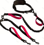 Adjustable Hands - Free Pet Belt Retractable Bungee Double Dog Leash - GreenFur