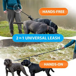 Adjustable Hands - Free Pet Belt Retractable Bungee Double Dog Leash - GreenFur
