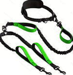 Adjustable Hands - Free Pet Belt Retractable Bungee Double Dog Leash - GreenFur