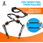 Adjustable Hands - Free Pet Belt Retractable Bungee Double Dog Leash - GreenFur