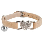 Adjustable Heart Bling Cat Collar Safety Belt with Bell - GreenFur
