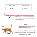 Adjustable Heart Bling Cat Collar Safety Belt with Bell - GreenFur
