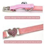 Adjustable Heart Bling Cat Collar Safety Belt with Bell - GreenFur