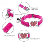 Adjustable Heart Bling Cat Collar Safety Belt with Bell - GreenFur