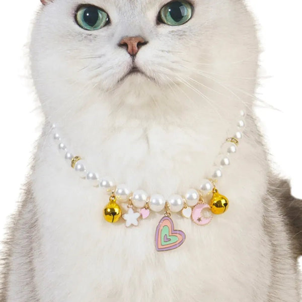 Adjustable Heart Star Moon Pet Necklace with Bell - GreenFur