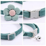 Adjustable Pet Necklace with Flower Charm and Bell - GreenFur