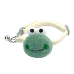 Adjustable Plastic Buckle Frog - style Fluffy Pet Collar with Bell - GreenFur