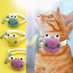 Adjustable Plastic Buckle Frog - style Fluffy Pet Collar with Bell - GreenFur