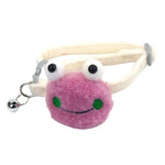 Adjustable Plastic Buckle Frog - style Fluffy Pet Collar with Bell - GreenFur