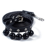 Adjustable PU Leather Pet Collar and Leash Set with 5 Bells - GreenFur
