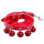 Adjustable PU Leather Pet Collar and Leash Set with 5 Bells - GreenFur