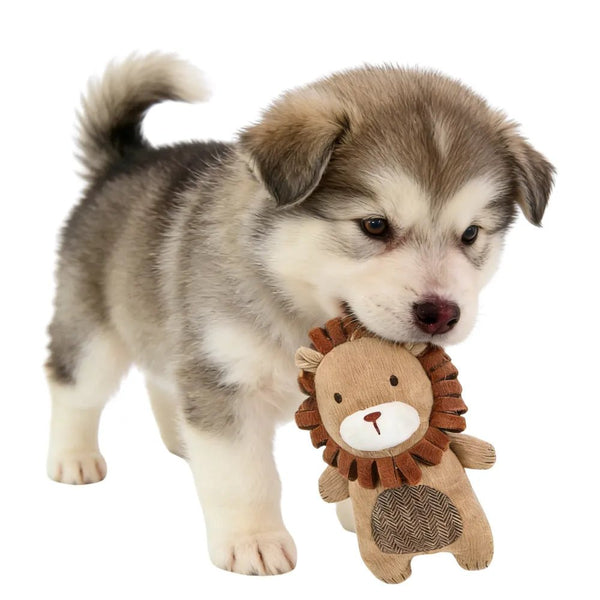 Adorable Companion Knitted Lion Squeaky Puppy Plush Toy - GreenFur