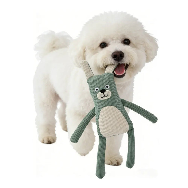 Adorable Companion Waffle Green Bunny Squeaky Dog Plush Toy - GreenFur