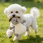 Adorable Companion Waffle Grey Dog Squeaky Plush Toy - GreenFur