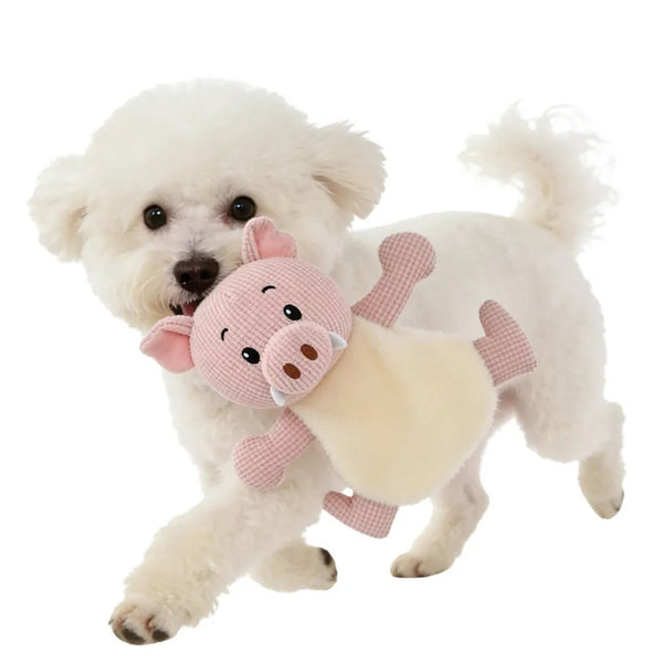 Adorable Companion Waffle Pink Pig Squeaky Dog Plush Toy - GreenFur