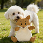 Adorable Companion Waffle Yellow Fox Squeaky Dog Plush Toy - GreenFur