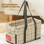All - Season Portable Plaid Pet Car Seat Bed with Handle - GreenFur