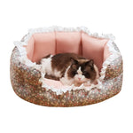 All Seasons Floral Pet Bed with Lace Trim and Elevated Cushion - GreenFur