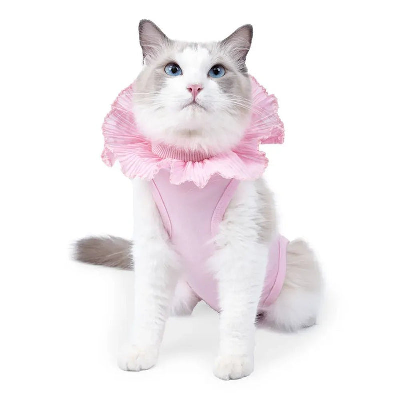 Anti - Lick Breathable Surgical Abdominal Wounds Cat Recovery Suit - GreenFur