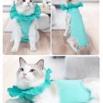 Anti - Lick Breathable Surgical Abdominal Wounds Cat Recovery Suit - GreenFur