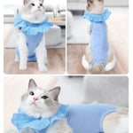 Anti - Lick Breathable Surgical Abdominal Wounds Cat Recovery Suit - GreenFur