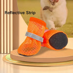 Anti - slip Wear Resistant Sole Breathable Mesh Dog Shoes with Reflective Straps - GreenFur