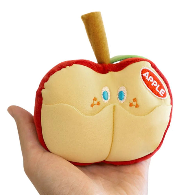 Apple Shaped Squeaky Plush Pet Toy with Hidden Treat Compartment - GreenFur