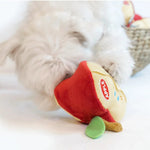 Apple Shaped Squeaky Plush Pet Toy with Hidden Treat Compartment - GreenFur