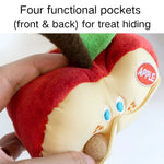 Apple Shaped Squeaky Plush Pet Toy with Hidden Treat Compartment - GreenFur