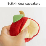 Apple Shaped Squeaky Plush Pet Toy with Hidden Treat Compartment - GreenFur