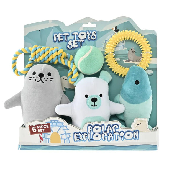 Arctic Topic Dog Plush Rope Chewing Toy Bundle Play Gift Set - GreenFur