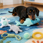 Arctic Topic Dog Plush Rope Chewing Toy Bundle Play Gift Set - GreenFur