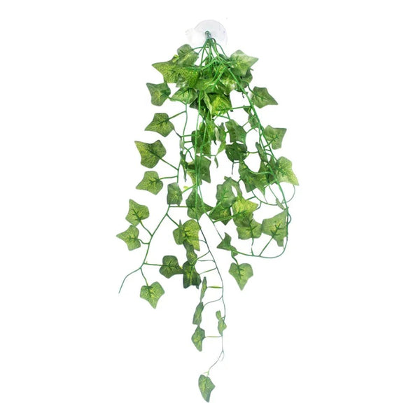 Artificial Hanging Vine Decor for Reptile Terrarium Lizard Snake Tank, Small Mountain Leaf - GreenFur