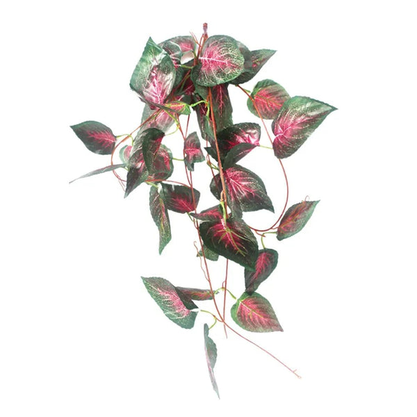 Artificial Hanging Vines for Reptile Terrarium Tank Jungle Decoration, Red Star Leaf - GreenFur