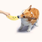 Banana Shape Stuffed Squeaky Plush Dog Toy - GreenFur