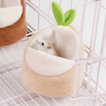 Beige Cute Hamster Warm Bed Cave House with Green Leaves, Beige - GreenFur