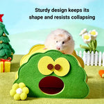 Big Eye Hamster Hideout Dwarf Hamster Sleeping House Felt Small Pet Cartoon Toy Hideaway - GreenFur