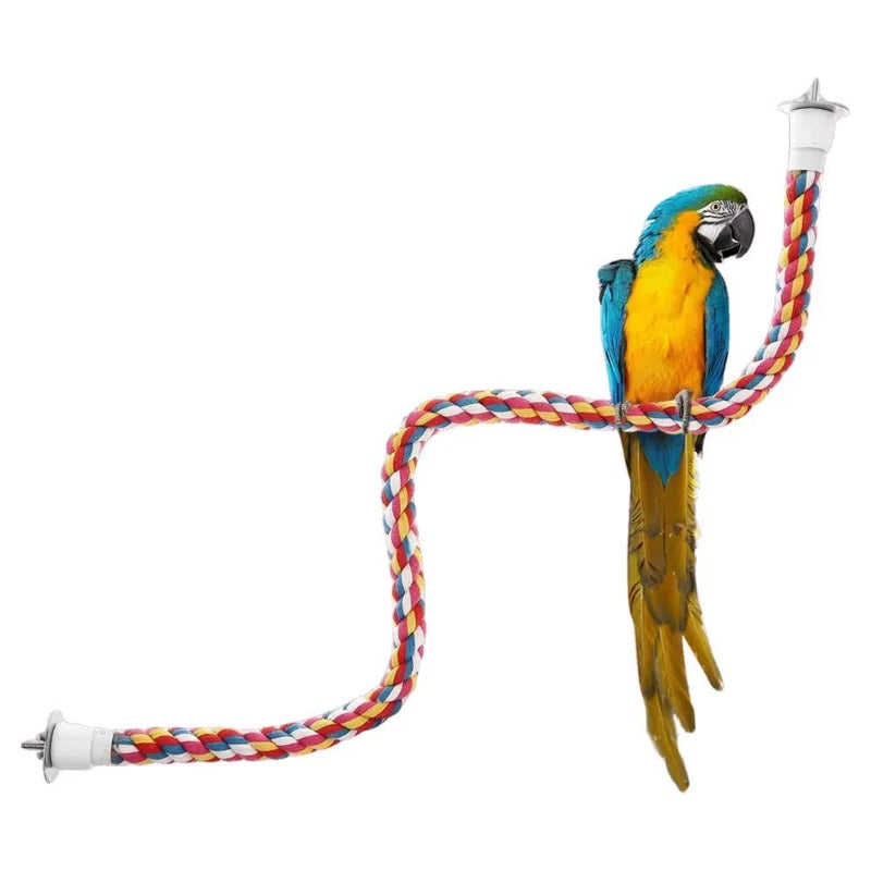 Bird Cage Toy Rotary Ladder Parrot Cotton Rope Bird Climbing Rope - GreenFur