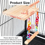 Bird Perches Cage Toy Wooden Platform with Colorful Swing - GreenFur