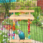 Bird Perches Cage Toy Wooden Platform with Colorful Swing - GreenFur