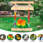 Bird Perches Cage Toy Wooden Platform with Colorful Swing - GreenFur