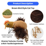 Bird Style Multi - Material Stitched Catnip Cat Toy with Jute Rope - GreenFur