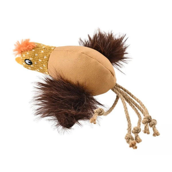Bird Style Multi - Material Stitched Catnip Cat Toy with Jute Rope - GreenFur