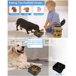Black Cat Dog Slow Feed Food Puzzle Pet Slow Bowl, L 9.3" × 9.3" × 2.6" - GreenFur