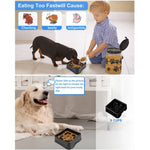 Black Cat Dog Slow Puzzle Bowl Food Pet Slow Feed Bowl, M 8" × 8" × 2.6" - GreenFur