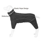 Black Grey Side Zipper Four Legged Reflective Strip Dog Warm Suit - GreenFur